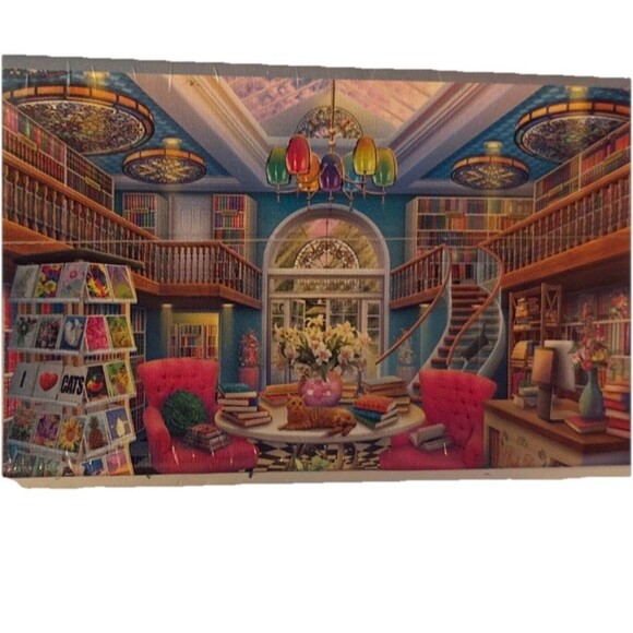 New Ravensburger The Book Palace 1000 Pc Jigsaw Puzzle Books Cats Softclick - Picture 2 of 4